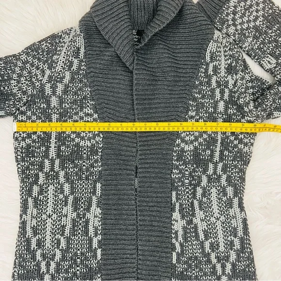 NWT! Talbots Mid Length Wool Blend Chunky Knit Geometric Gray Metallic Thread - Picture 7 of 12